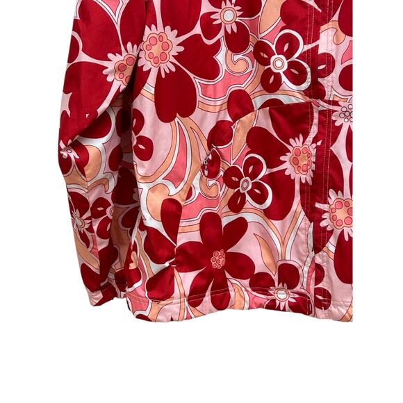 Vintage Catalina Groovy Flower Windbreaker Jacket Pink Red Large Retro - Picture 2 of 8